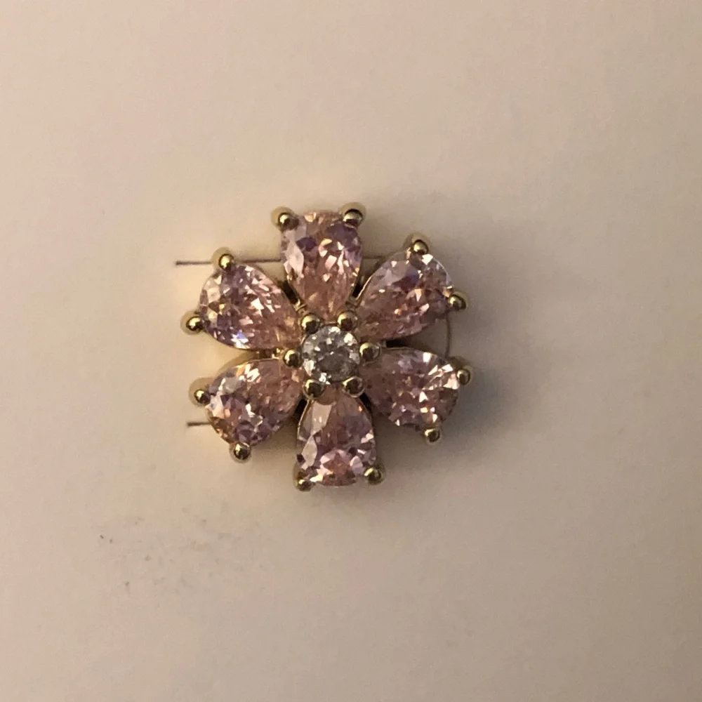 kate spade Gold Tone Always Sparkle Flower Stud Earrings Pink CZ Accents NWT